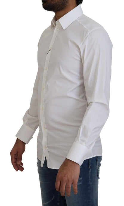 Dolce &amp; Gabbana Camisa de vestir blanca deslumbrante de corte slim