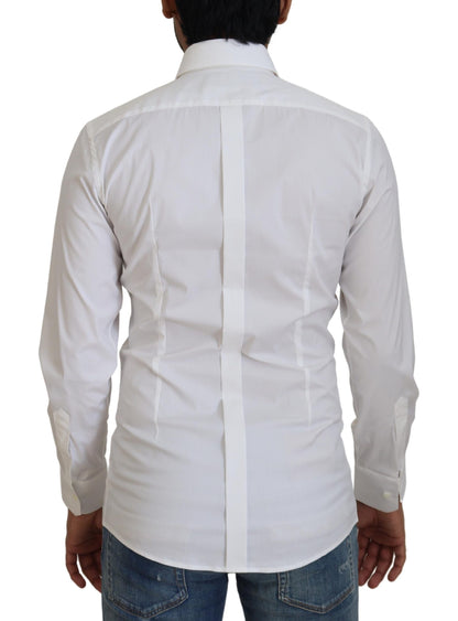 Dolce &amp; Gabbana Camisa de vestir blanca deslumbrante de corte slim