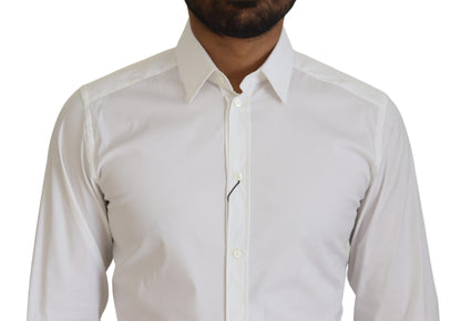 Dolce &amp; Gabbana Camisa de vestir blanca deslumbrante de corte slim
