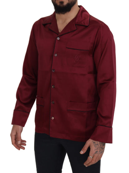 Dolce &amp; Gabbana Pijama Camisón Rojo De Seda Elegante