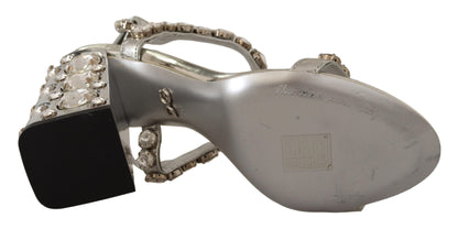 Dolce &amp; Gabbana Crystal-Embellished Silver Leather Pumps