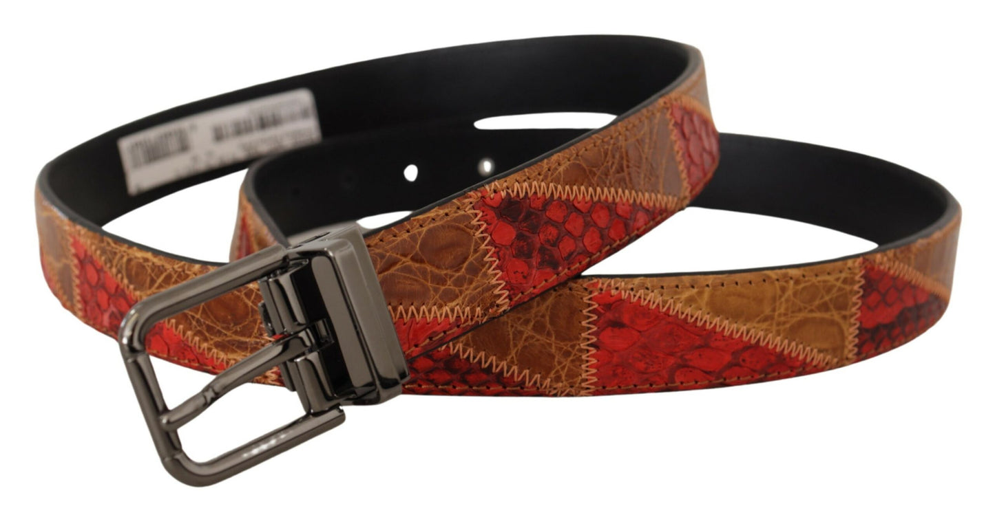 Dolce &amp; Gabbana Elegante cinturón de piel de serpiente bicolor