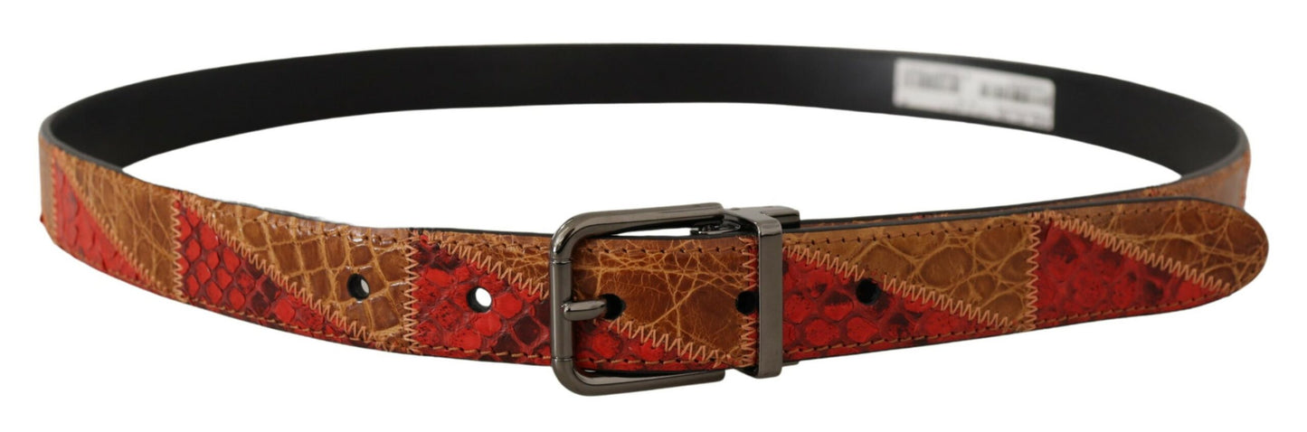 Dolce &amp; Gabbana Elegante cinturón de piel de serpiente bicolor