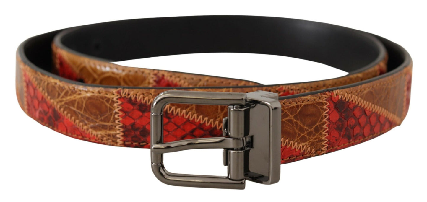 Dolce &amp; Gabbana Elegante cinturón de piel de serpiente bicolor