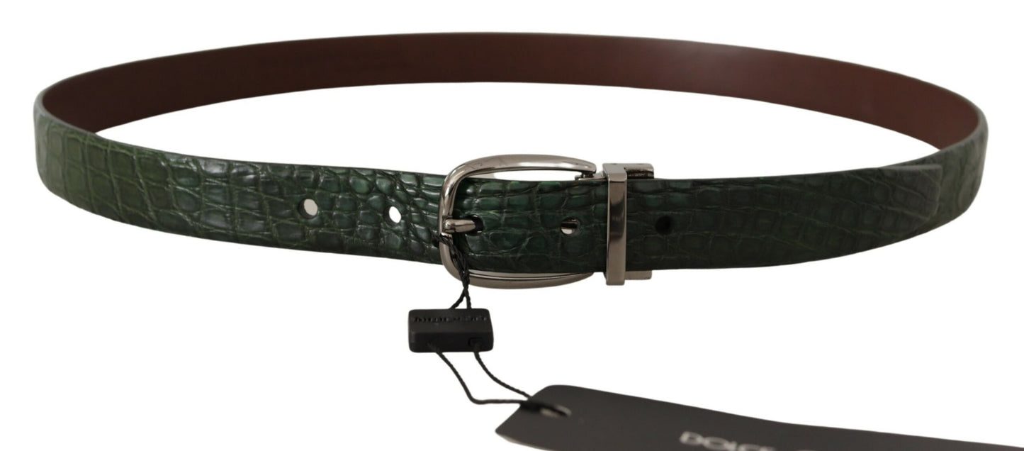 Dolce &amp; Gabbana Elegant Italian Leather Crocodile Belt