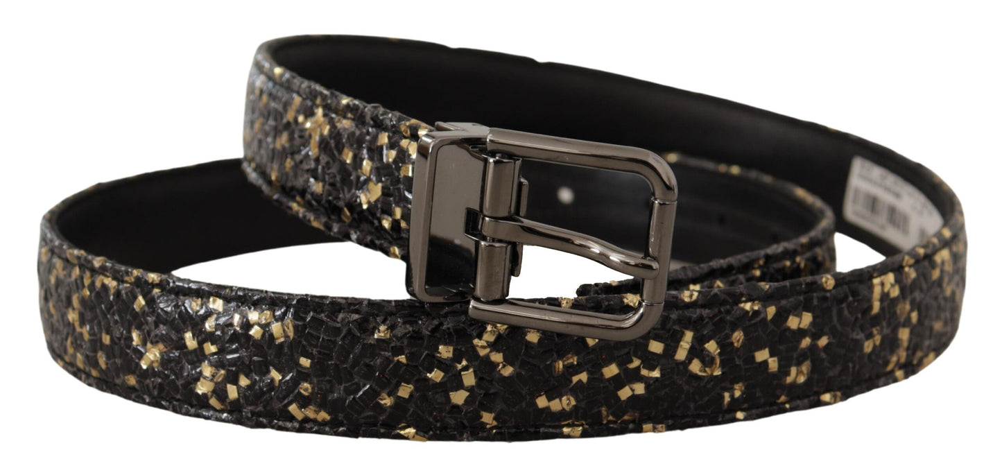 Dolce &amp; Gabbana Elegant Italian Leather Belt with Crown Detail
