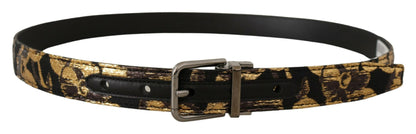 Dolce &amp; Gabbana Cinturón de piel multicolor con hebilla negra