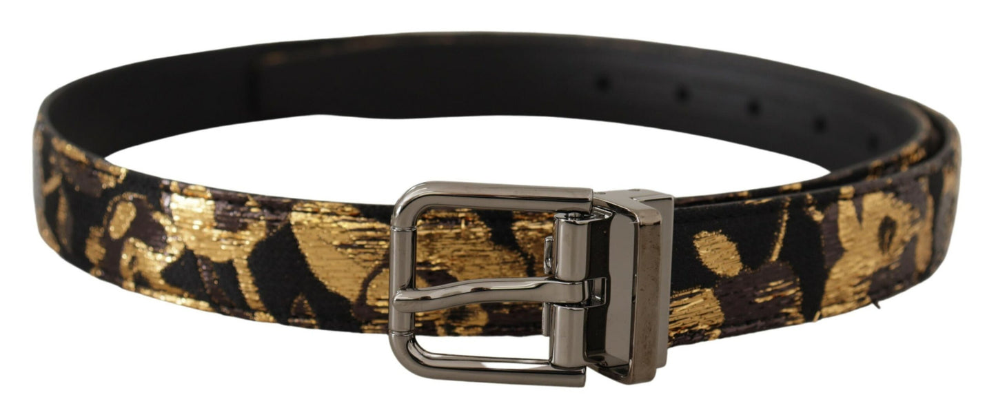 Dolce &amp; Gabbana Cinturón de piel multicolor con hebilla negra