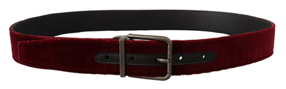 Dolce &amp; Gabbana Velvet Maroon Elegance Belt
