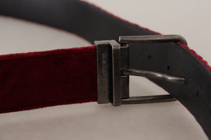Dolce &amp; Gabbana Velvet Maroon Elegance Belt