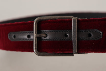 Dolce &amp; Gabbana Velvet Maroon Elegance Belt