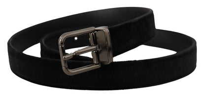 Dolce &amp; Gabbana Elegant Black Leather Belt with Silver Tone Buckle