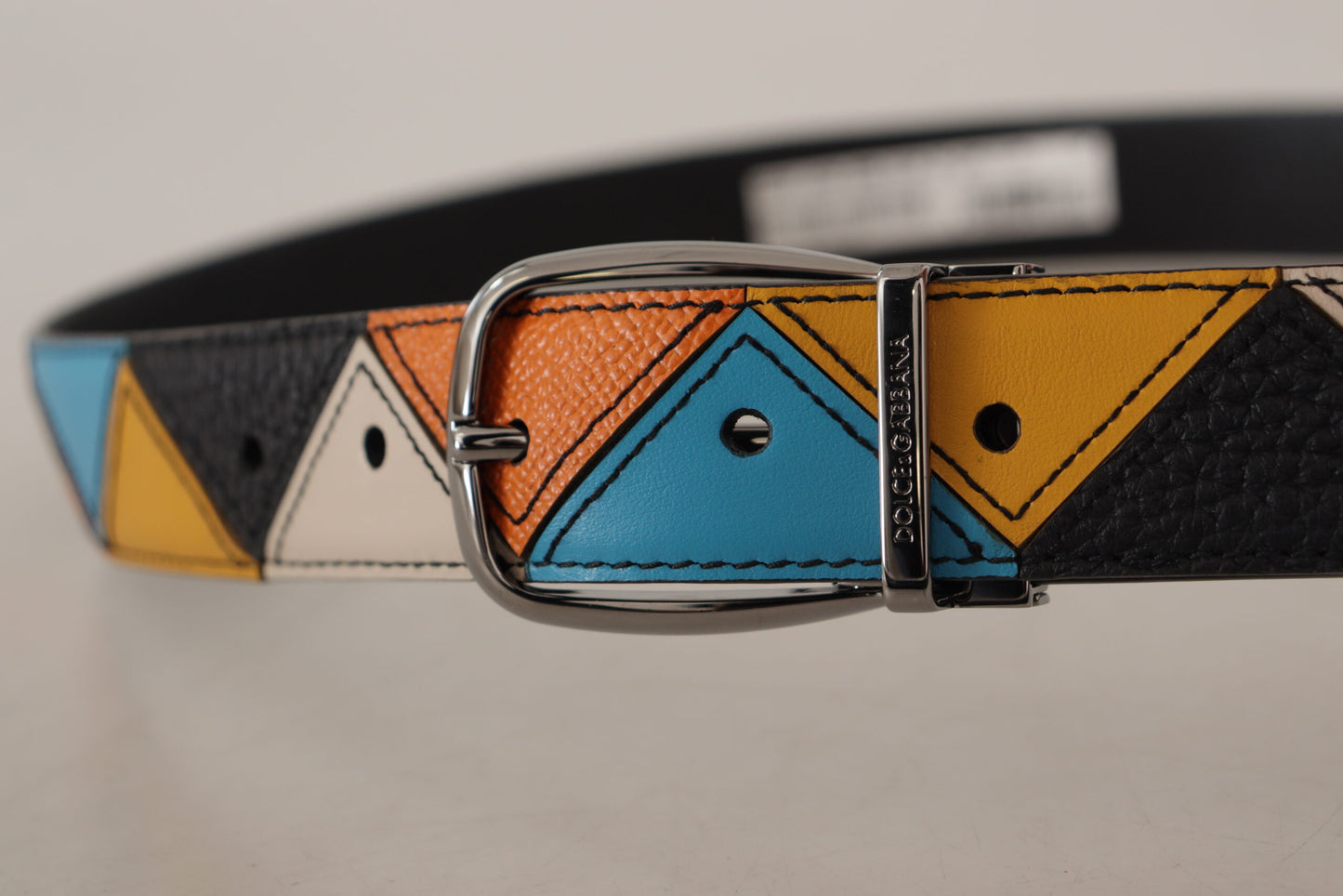 Dolce &amp; Gabbana Elegant Multicolor Leather Belt with Silver Buckle