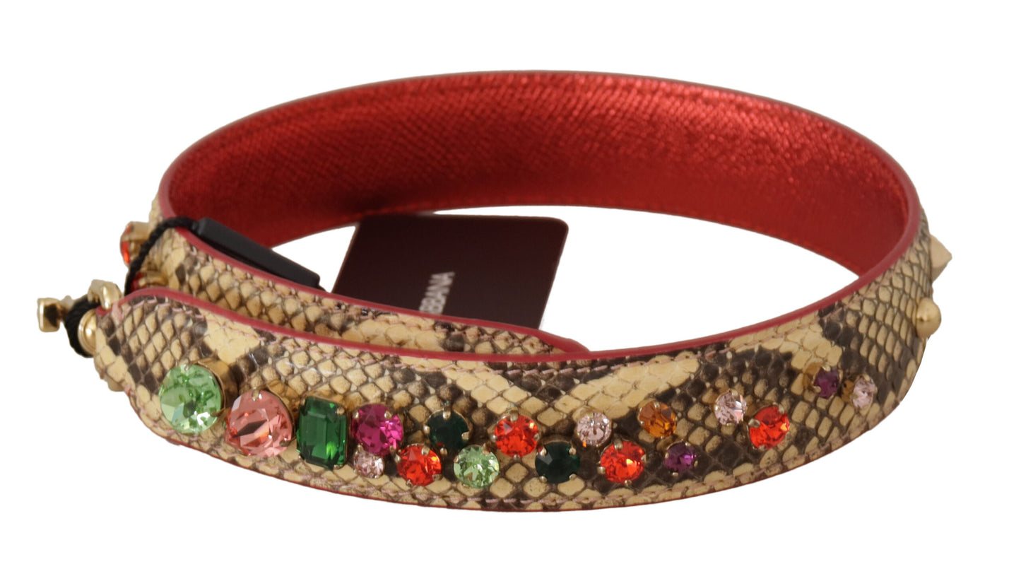 Dolce &amp; Gabbana Elegante Correa Para Bolso De Piel De Pitón Beige