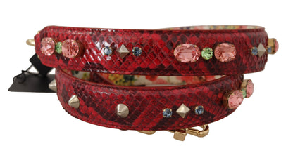 Dolce &amp; Gabbana Elegante Correa Para Bolso De Piel De Pitón Roja