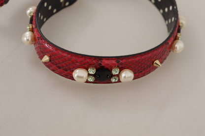 Dolce &amp; Gabbana Elegante bandolera de piel de pitón roja