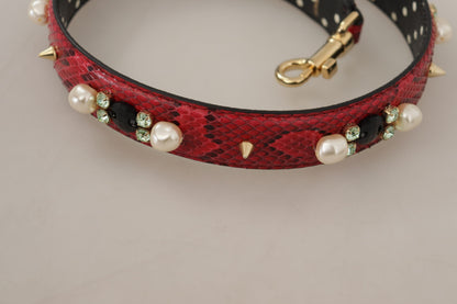 Dolce &amp; Gabbana Elegante bandolera de piel de pitón roja