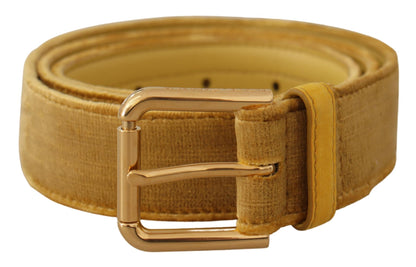 Dolce &amp; Gabbana Elegant Velvet Designer Gold-Buckled Belt