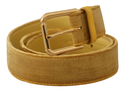 Dolce &amp; Gabbana Elegant Velvet Designer Gold-Buckled Belt