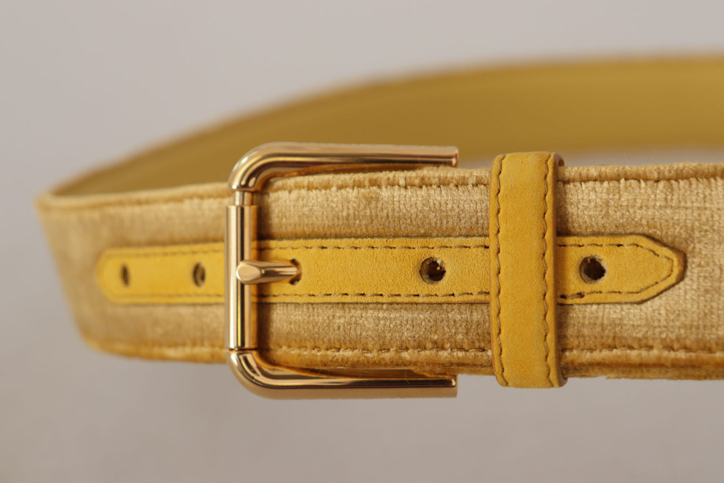 Dolce &amp; Gabbana Elegant Velvet Designer Gold-Buckled Belt