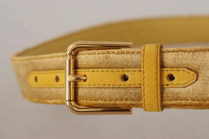 Dolce &amp; Gabbana Elegant Velvet Designer Gold-Buckled Belt