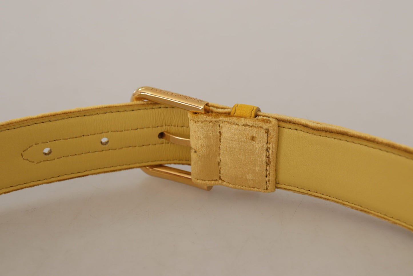 Dolce &amp; Gabbana Elegant Velvet Designer Gold-Buckled Belt