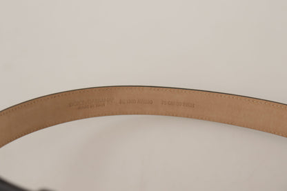 Dolce & Gabbana Black Calf Leather Gold Metal Logo Waist Buckle Belt