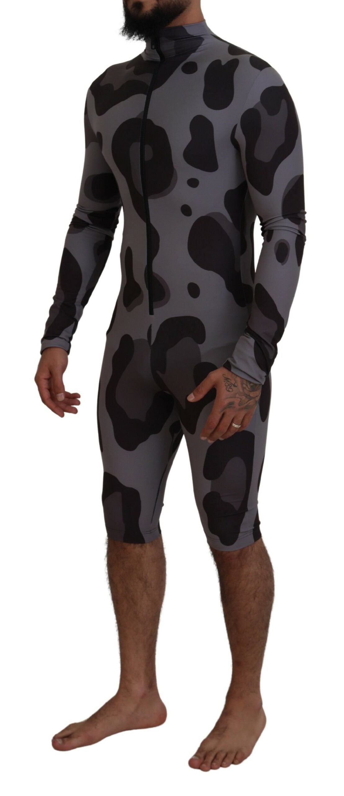 Maillot de bain combinaison Dolce &amp; Gabbana Elite gris à motifs pour homme