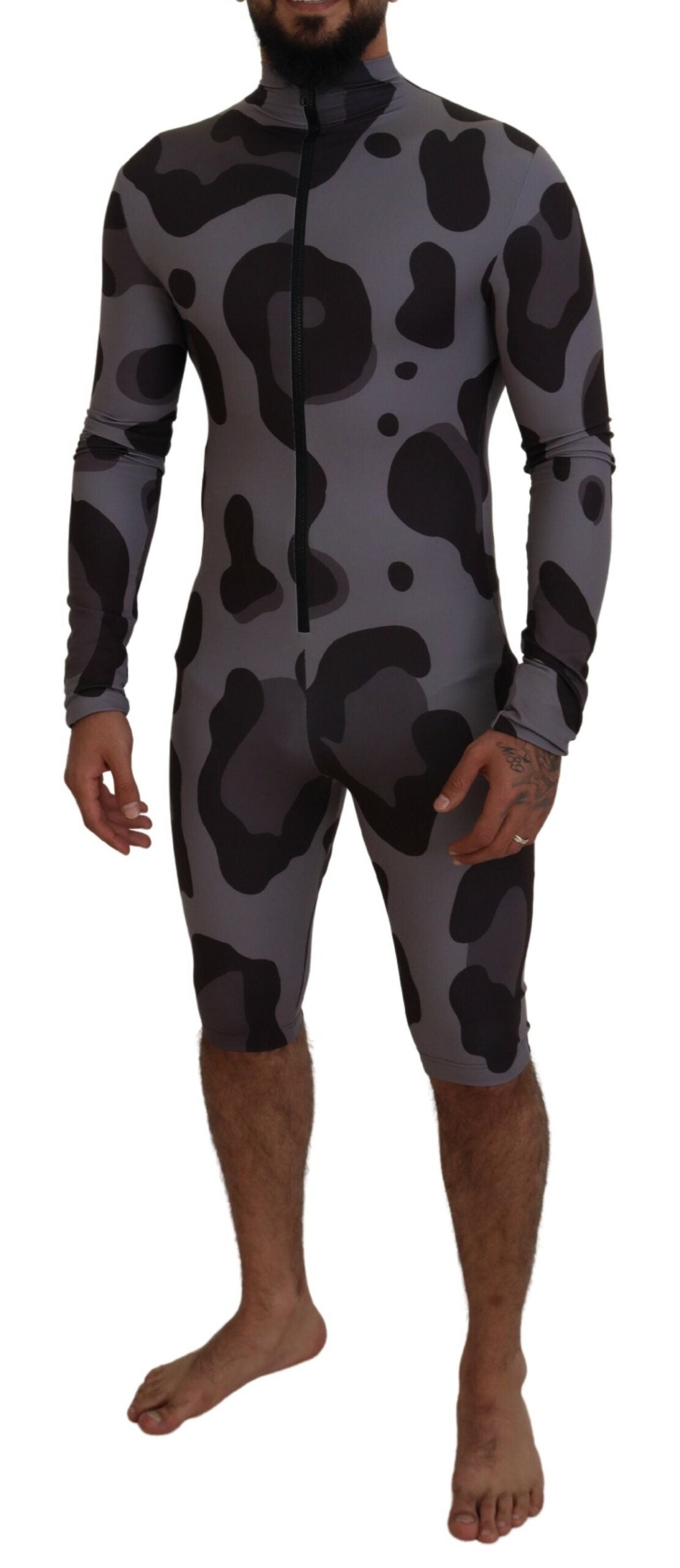 Maillot de bain combinaison Dolce &amp; Gabbana Elite gris à motifs pour homme