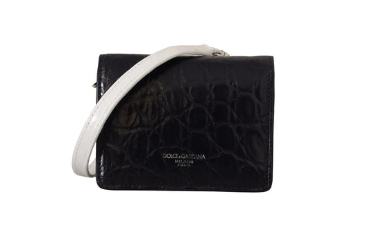 Dolce &amp; Gabbana Cartera plegable de piel exótica azul con correa