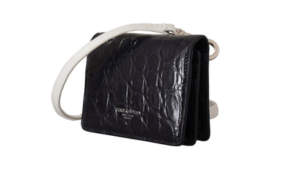 Dolce &amp; Gabbana Cartera plegable de piel exótica azul con correa