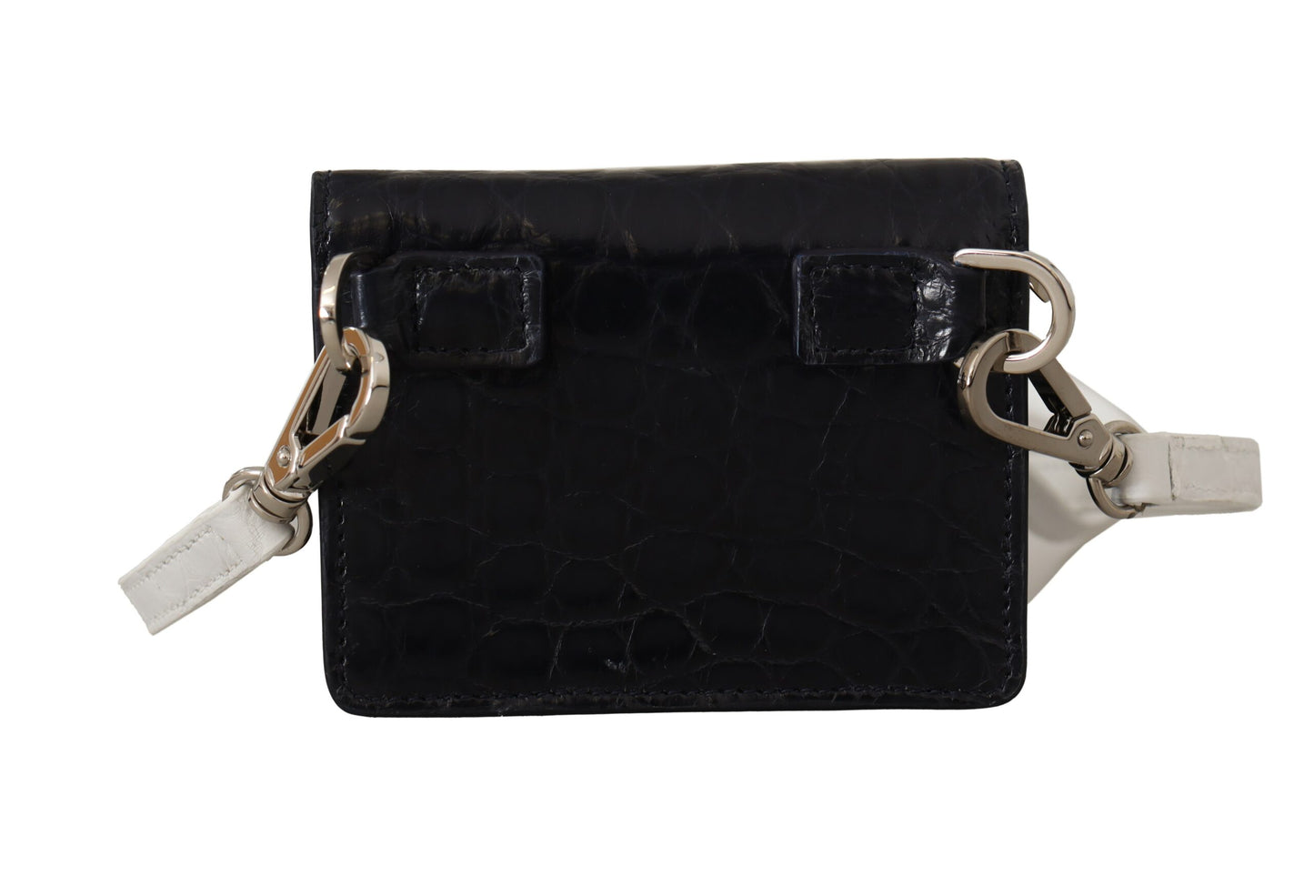 Dolce &amp; Gabbana Cartera plegable de piel exótica azul con correa
