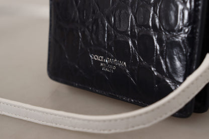 Dolce &amp; Gabbana Cartera plegable de piel exótica azul con correa