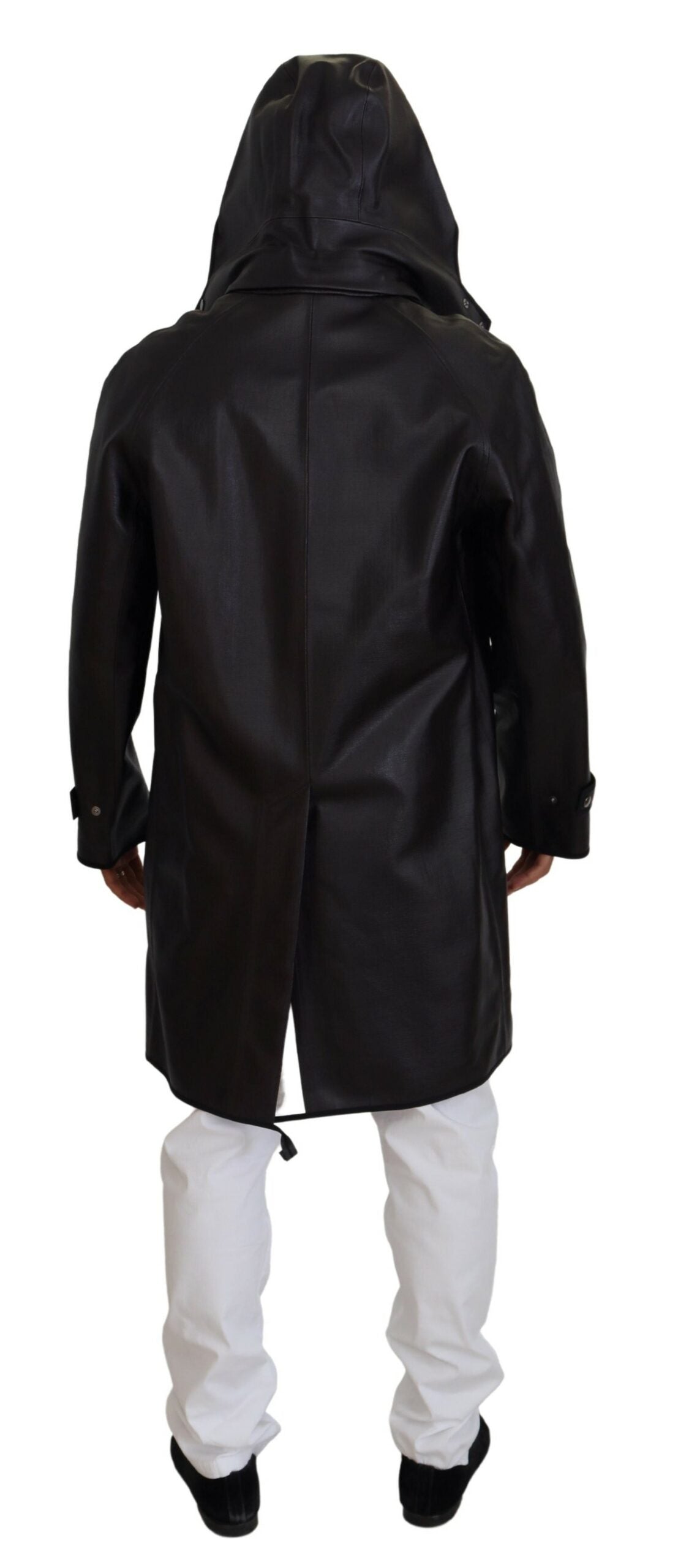 Dolce &amp; Gabbana Elegante parka con capucha en negro y burdeos