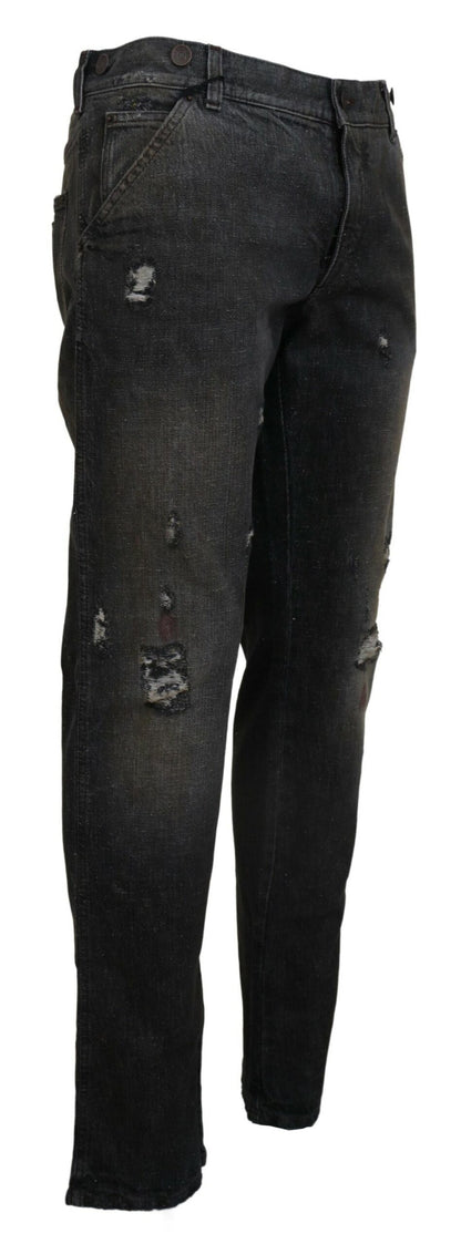 Dolce &amp; Gabbana Exquisite Gray Denim Pants for the Modern Gentleman