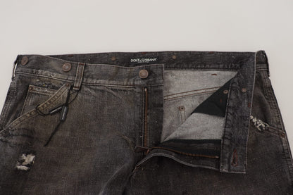 Dolce &amp; Gabbana Exquisite Gray Denim Pants for the Modern Gentleman