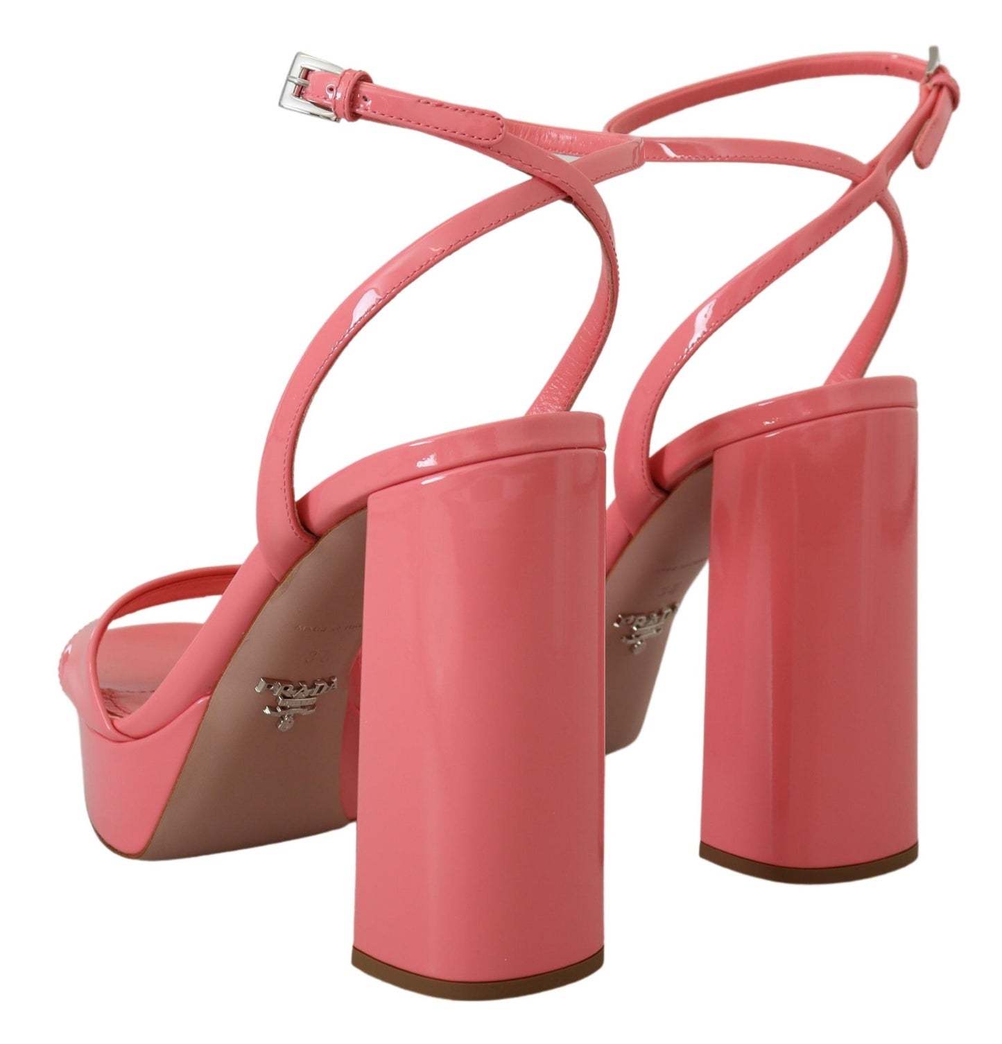 Sandales à plateforme en cuir verni rose chic Prada