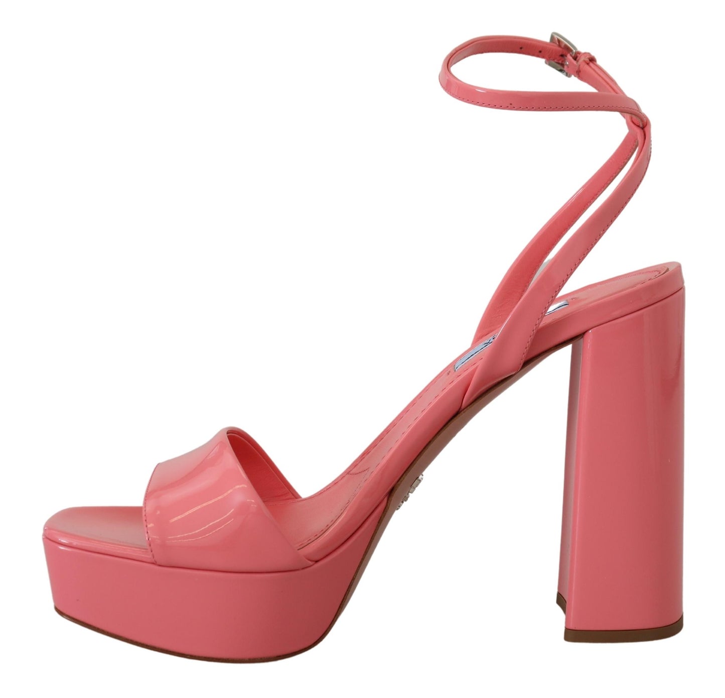 Sandales à plateforme en cuir verni rose chic Prada