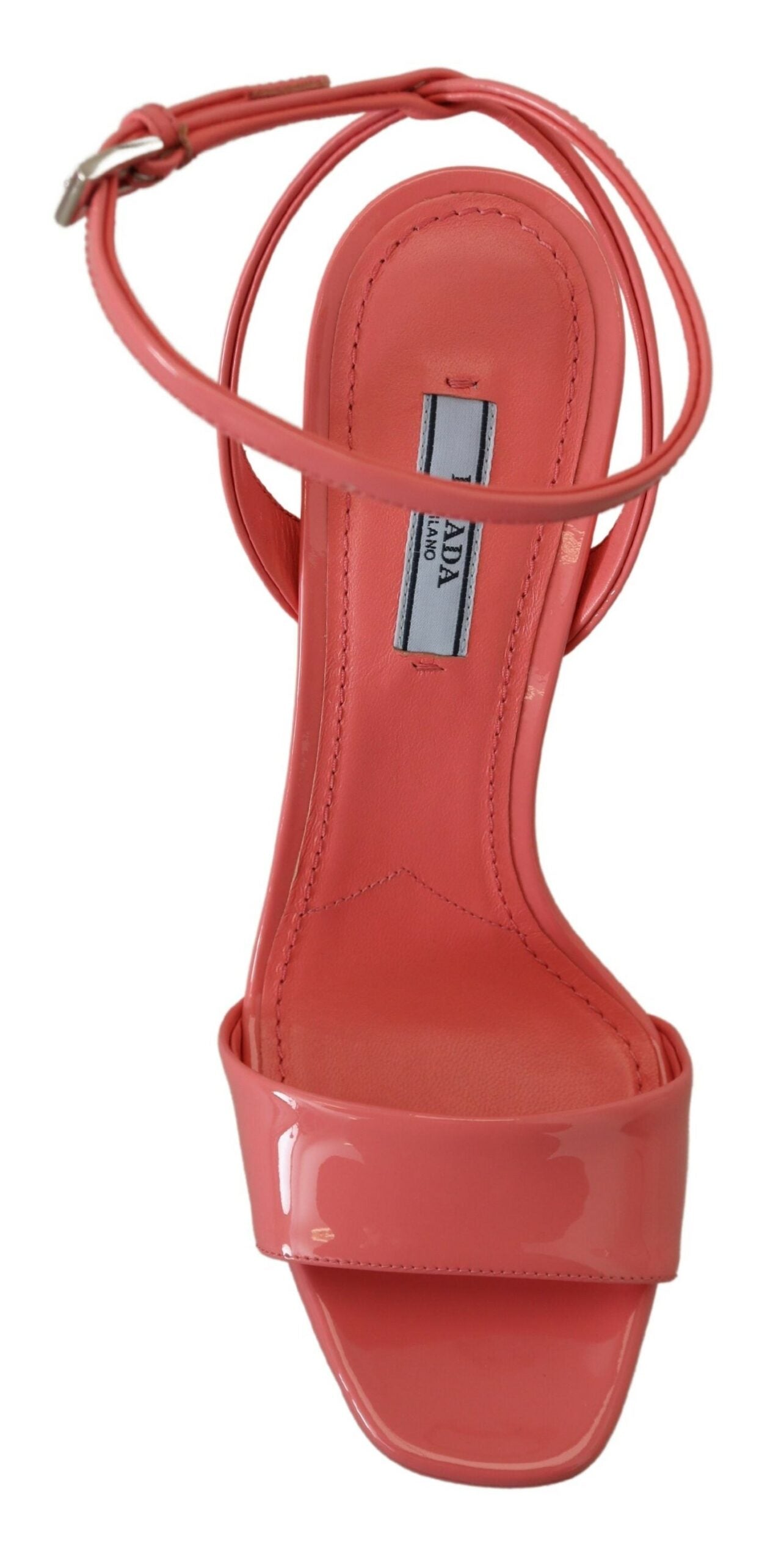 Sandales à plateforme en cuir verni rose chic Prada