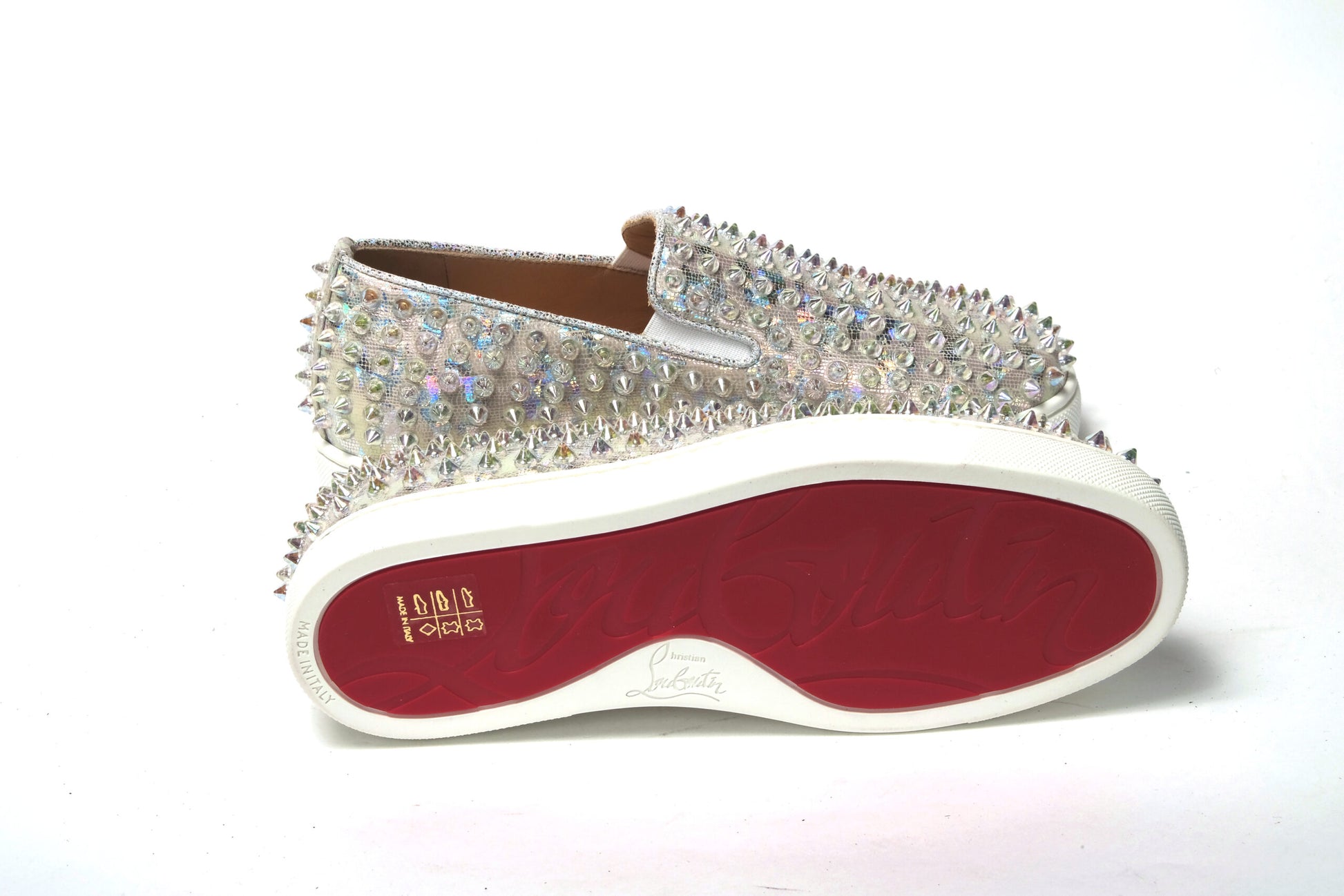 Christian Louboutin White Ab/Clear Ab Roller Boat Woman Flat Sneaker – EU35.5/US5 par Christian Louboutin | Disponible sur Sandy Store ByNet