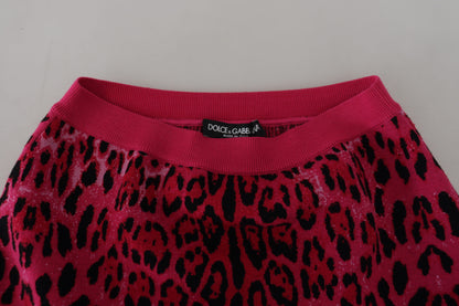 Dolce &amp; Gabbana Minifalda elegante de leopardo rosa de cintura alta