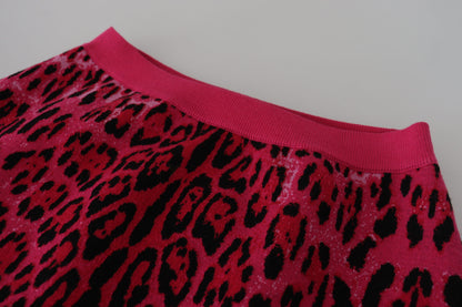 Dolce &amp; Gabbana Minifalda elegante de leopardo rosa de cintura alta