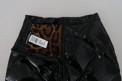 Dolce &amp; Gabbana Minifalda elegante de cintura alta en negro brillante