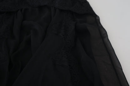 Dolce &amp; Gabbana Falda midi elegante de mezcla de seda con cintura alta