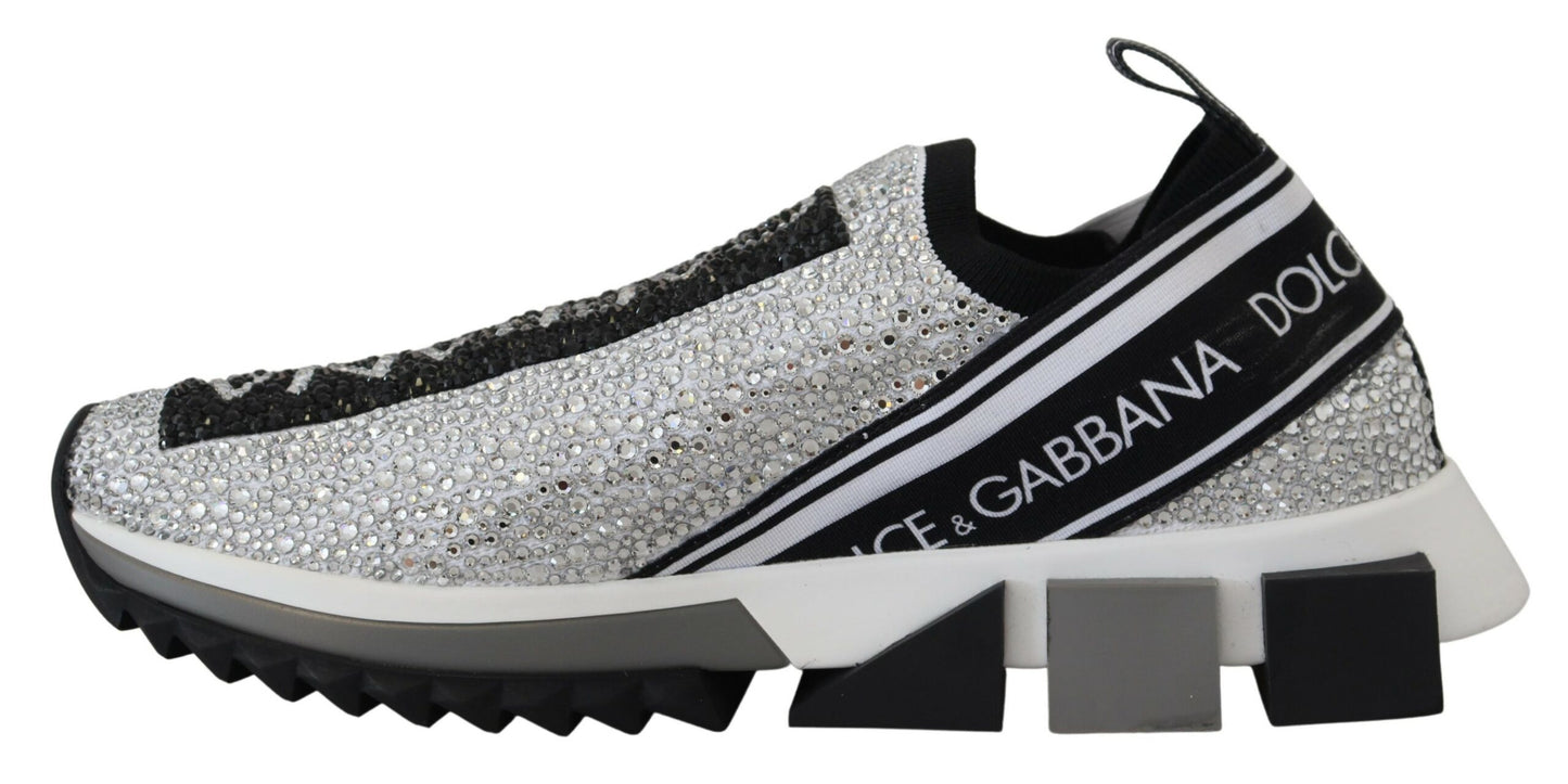 Dolce & Gabbana Sparkling Silver Rhinestone Sneakers – EU37.5/US7 par Dolce & Gabbana | Disponible sur Sandy Store ByNet