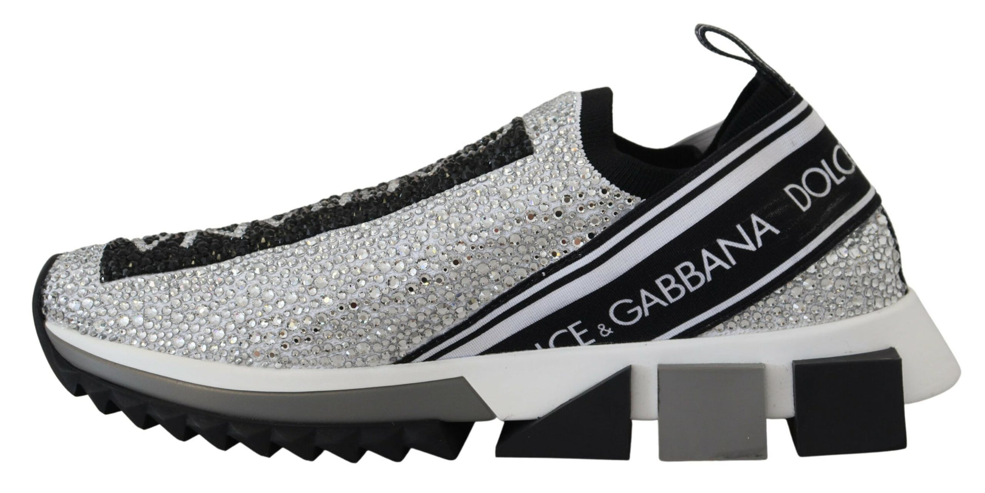 Dolce & Gabbana Sparkling Silver Rhinestone Sneakers – EU37.5/US7 par Dolce & Gabbana | Disponible sur Sandy Store ByNet
