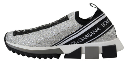 Dolce & Gabbana Sparkling Silver Rhinestone Sneakers – EU37.5/US7 par Dolce & Gabbana | Disponible sur Sandy Store ByNet