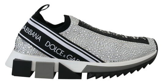 Dolce & Gabbana Sparkling Silver Rhinestone Sneakers – EU37.5/US7 par Dolce & Gabbana | Disponible sur Sandy Store ByNet