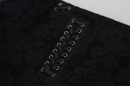 Dolce &amp; Gabbana Elegante falda negra de cintura alta con forro de seda