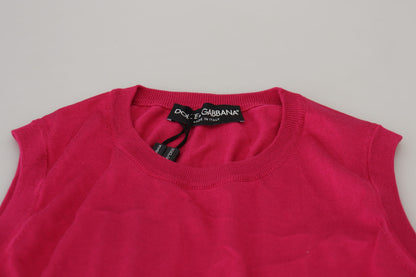 Dolce & Gabbana Pink Silk Vest Pullover Crewneck Tank Top